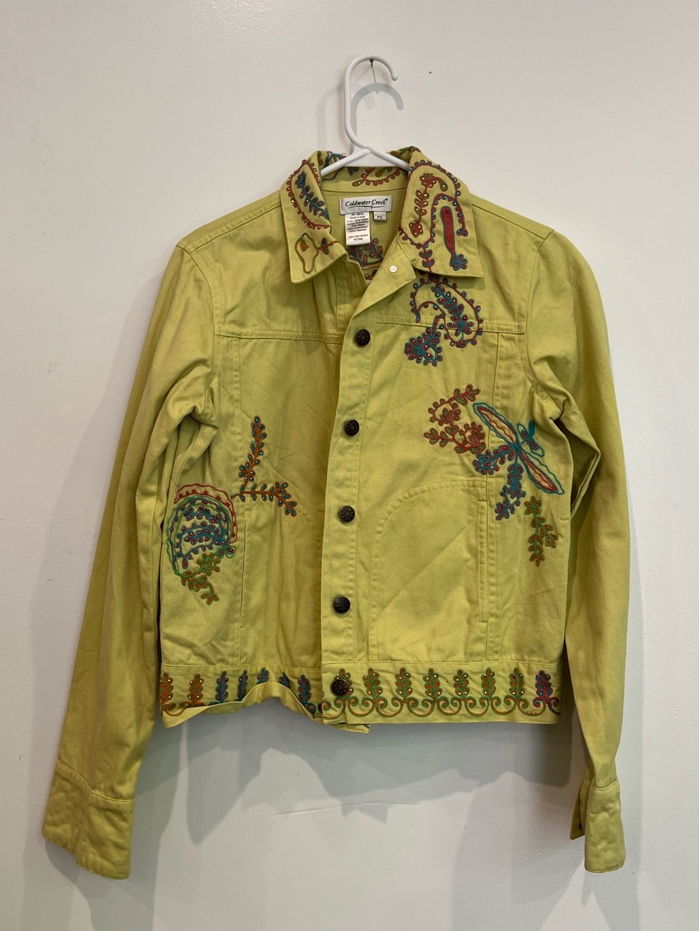 Coldwater Creek Chartreuse Embroidered Jacket